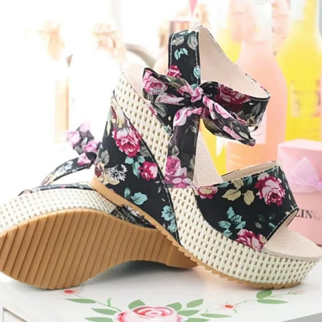 Wedge Sandal for Women Ankle Strap Flatform Arch Support Fish Mouth Toe Shoes Platform Espadrilles Waterproof Open