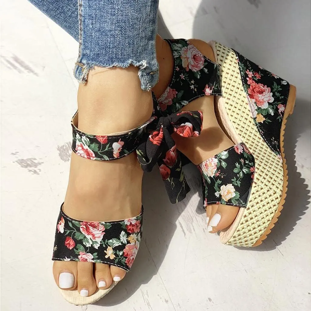 Wedge Sandal for Women Ankle Strap Flatform Arch Support Fish Mouth Toe Shoes Platform Espadrilles Waterproof Open