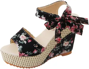Wedge Sandal for Women Ankle Strap Flatform Arch Support Fish Mouth Toe Shoes Platform Espadrilles Waterproof Open