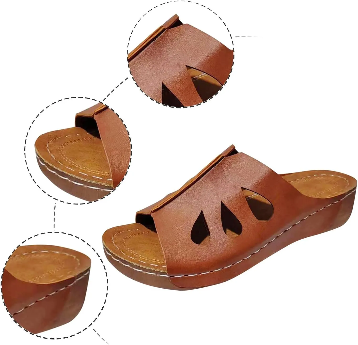 Wedge Sandals for Women Dressy Orthopedic Non Slip Sandals Hollow Out Open Toe Slingback Beach Slippers Soft Sushion Lightweight Walking Outdoor Shoes