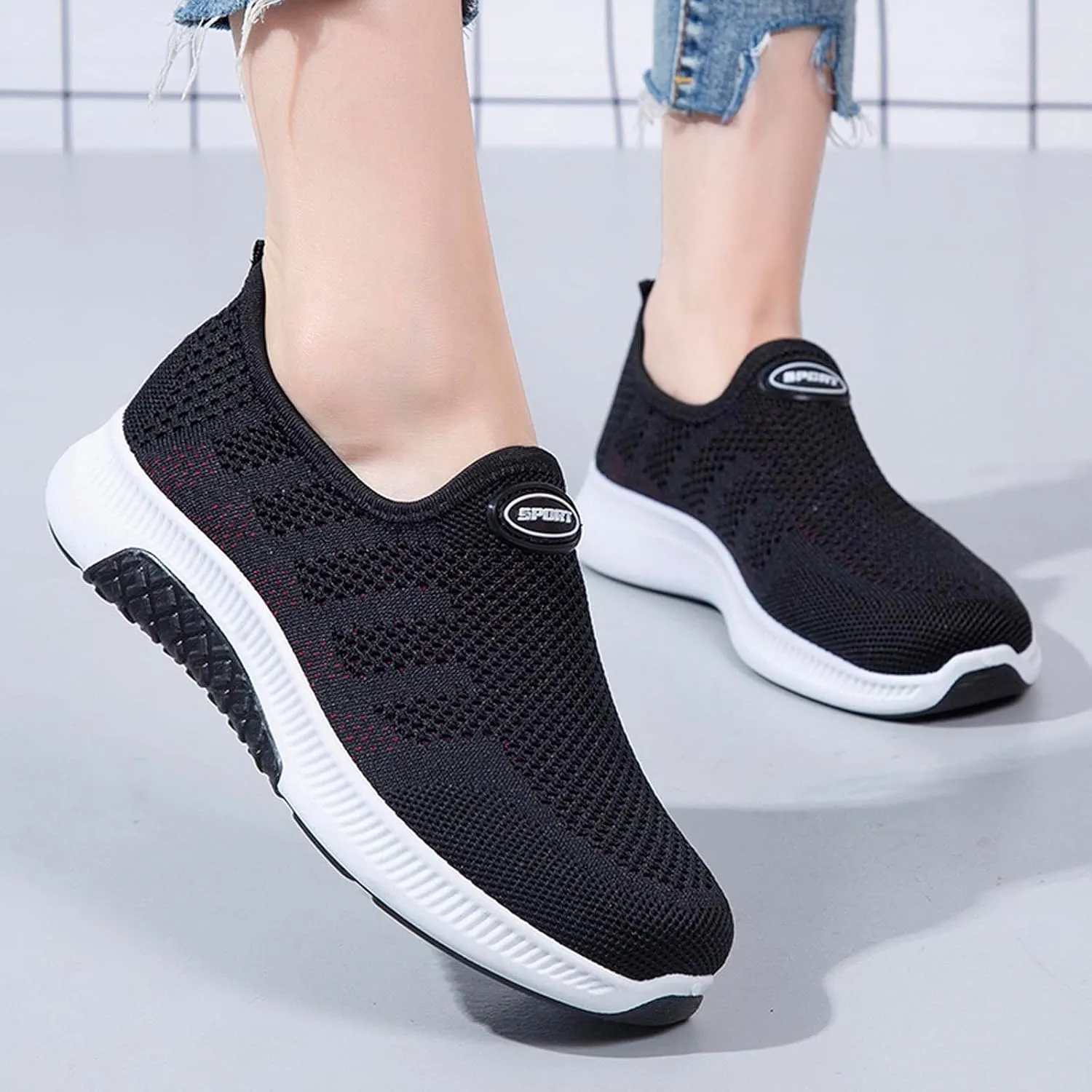 Women Casual Slip On Shoes Comfortable Walking Sneakers Lightweight Canvas Flats Non Slip Breathable Loafers