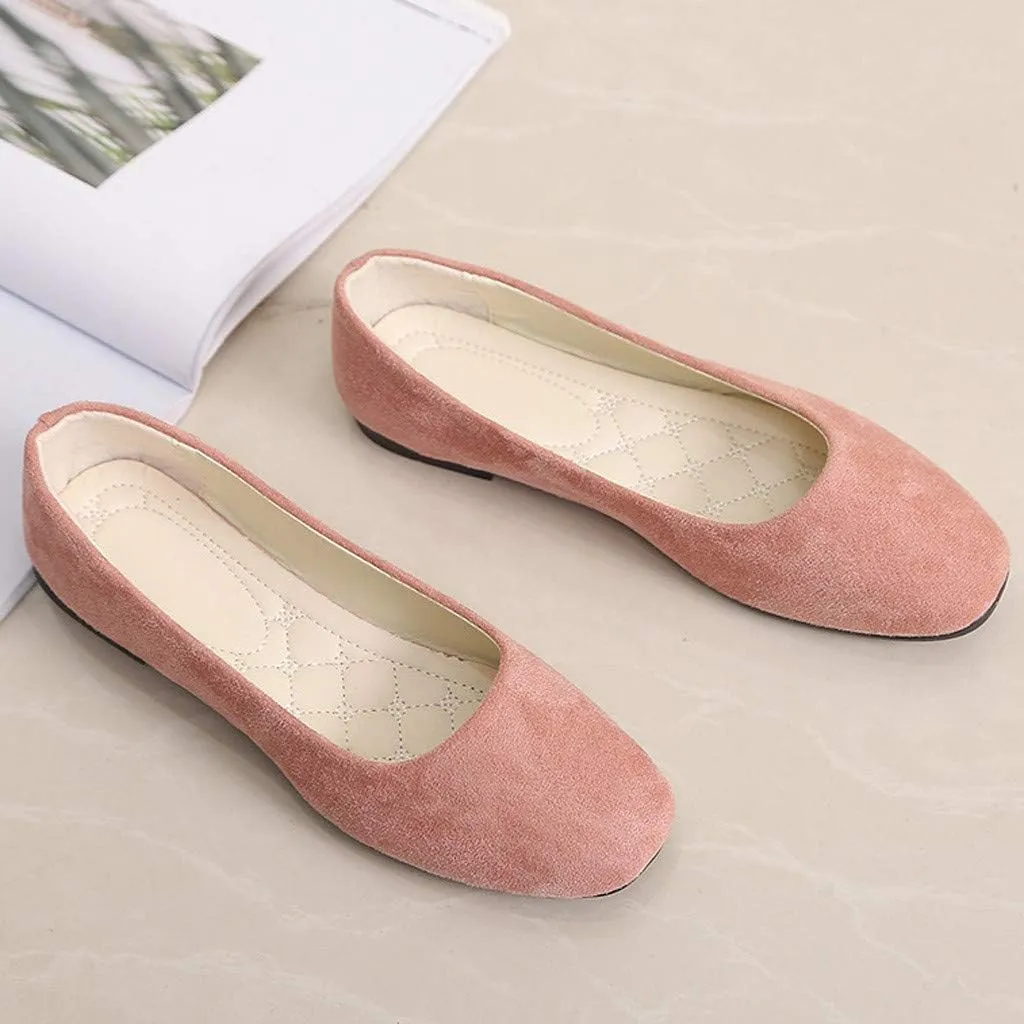 Women Round Toe Flats Comfortable Fashion Ballet Flat Shoes for Women Dressy Slip-ons Loafers