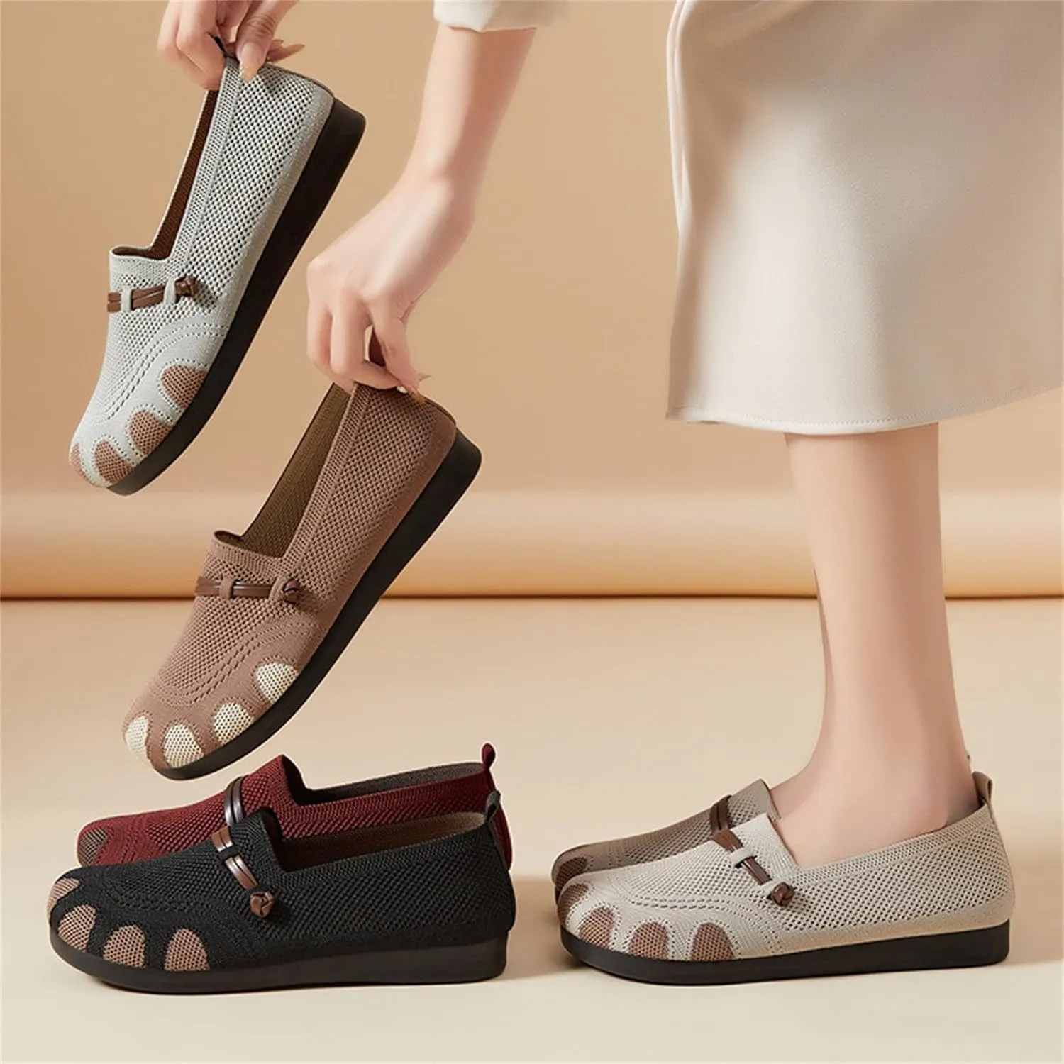 Women Woven Comfy Orthopedic Walking Shoes, 2025 New Women's Breathable Slip On Arch Support Non-Slip Sneakers with Arch Support