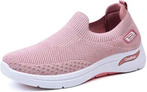 Women's Athletic Walking Shoes Comfort Lightweight Breathable Sock Shoe Arch Support Non Slip Work Shoes Breathable Knit Upper Lightweight for Plantar Fasciitis, Air Cushion Running, Work Shoe