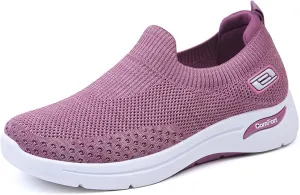Women's Athletic Walking Shoes Comfort Lightweight Breathable Sock Shoe Arch Support Non Slip Work Shoes Breathable Knit Upper Lightweight for Plantar Fasciitis, Air Cushion Running, Work Shoe