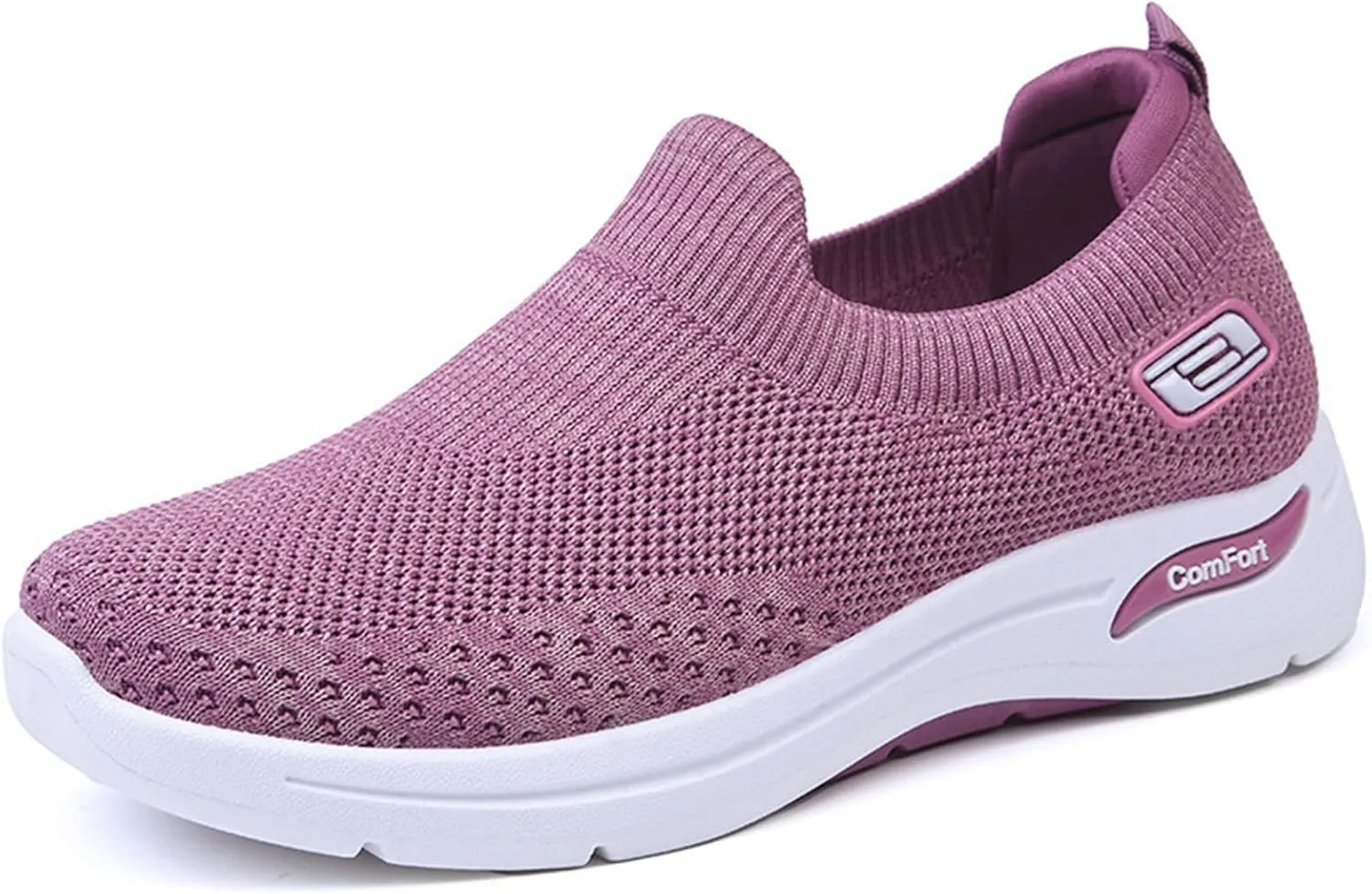 Women's Athletic Walking Shoes Comfort Lightweight Breathable Sock Shoe Arch Support Non Slip Work Shoes Breathable Knit Upper Lightweight for Plantar Fasciitis, Air Cushion Running, Work Shoe