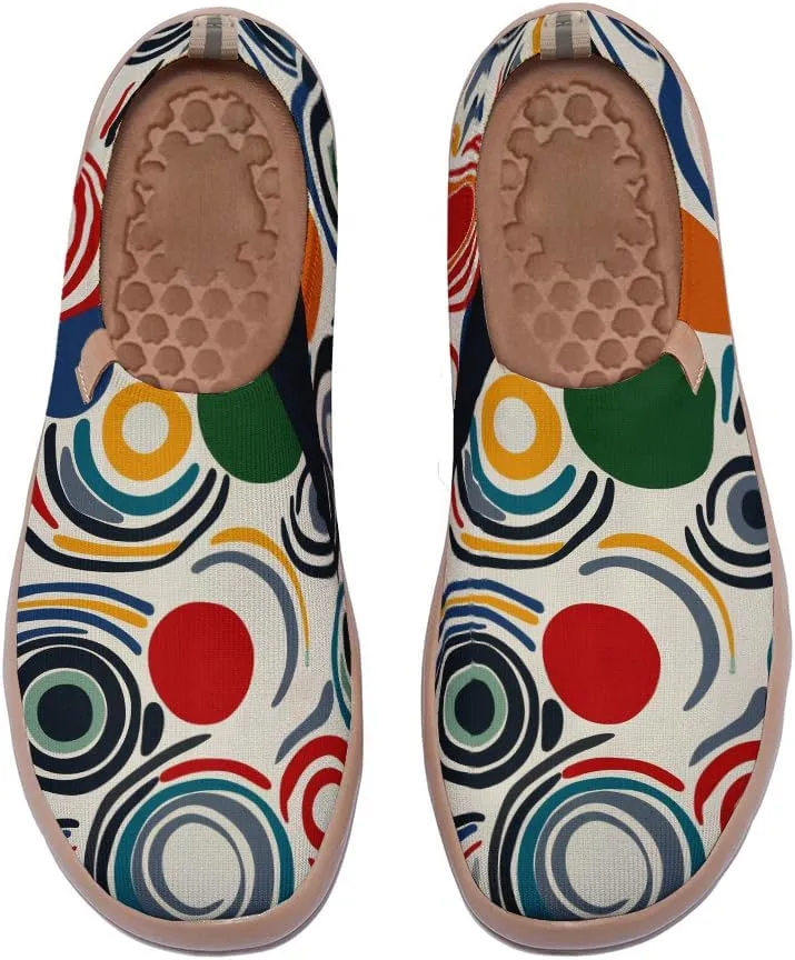 Women's Cartoon Series Slip Ons Canvas Loafers Colorful Lightweight Flats Sneakers Comfortable Walking Holiday Shoes