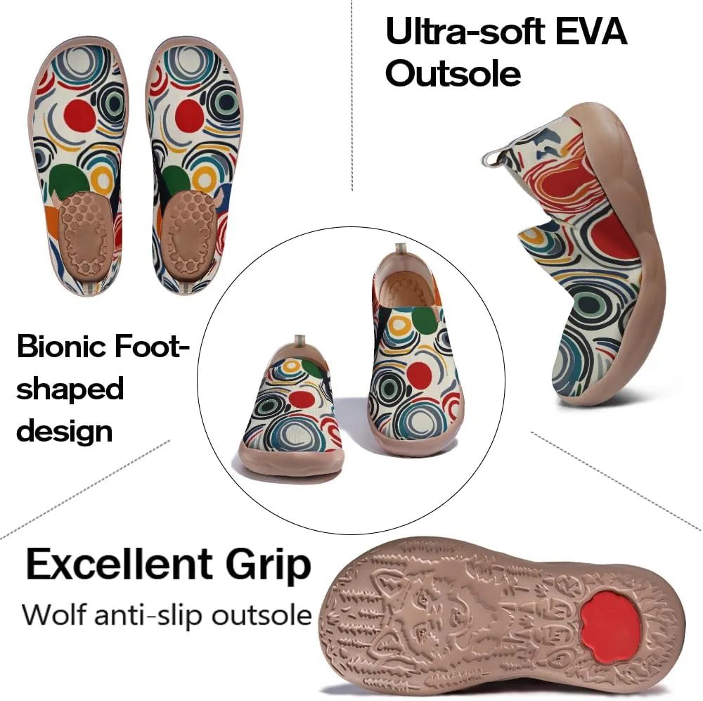 Women's Cartoon Series Slip Ons Canvas Loafers Colorful Lightweight Flats Sneakers Comfortable Walking Holiday Shoes