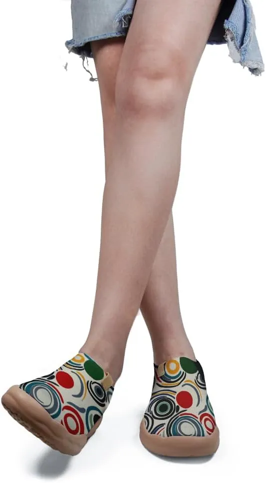 Women's Cartoon Series Slip Ons Canvas Loafers Colorful Lightweight Flats Sneakers Comfortable Walking Holiday Shoes
