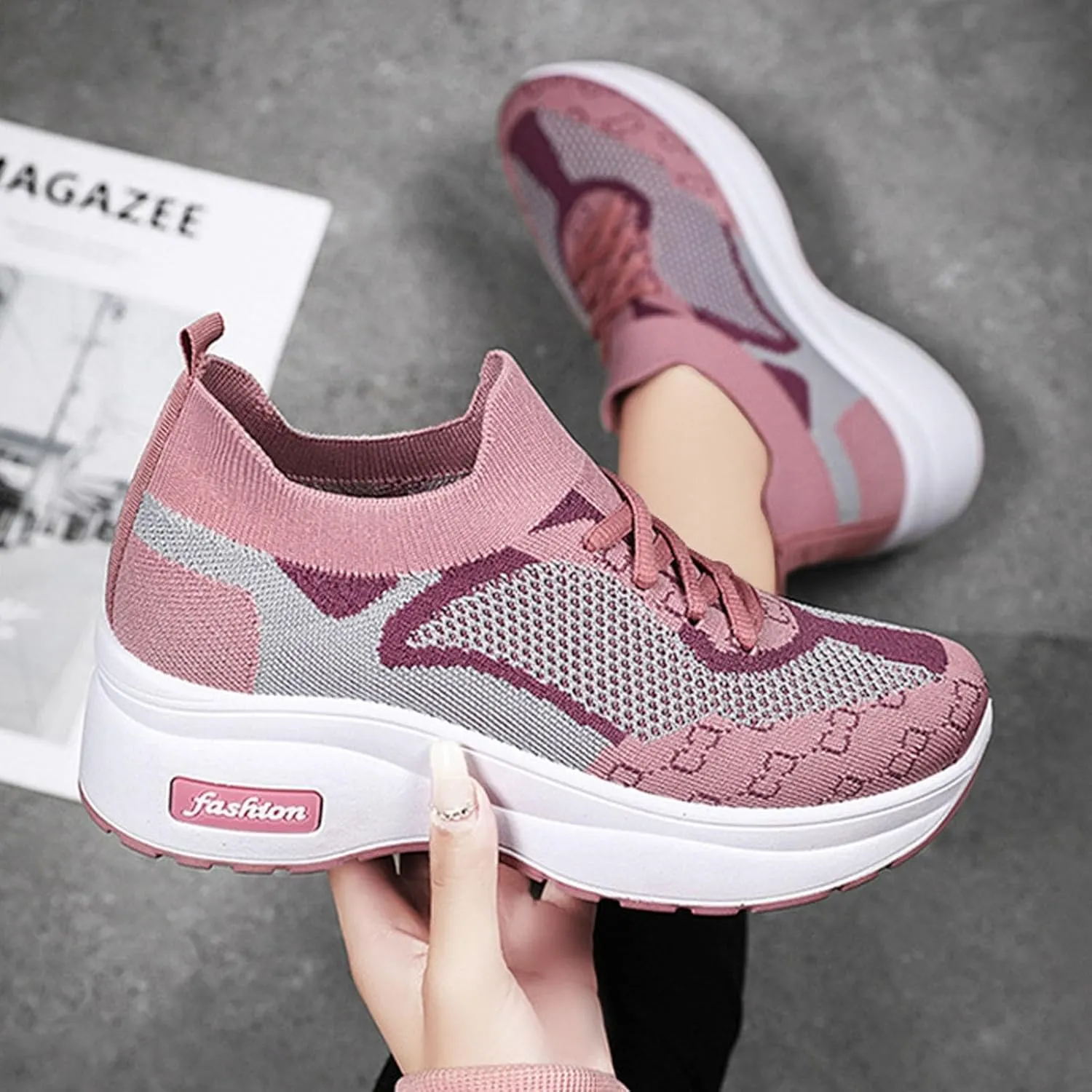 Women's Casual Breathable Mesh Sneakers Breathable Mesh Slip on Walking Shoes Comfortable Running Tennis Shoe
