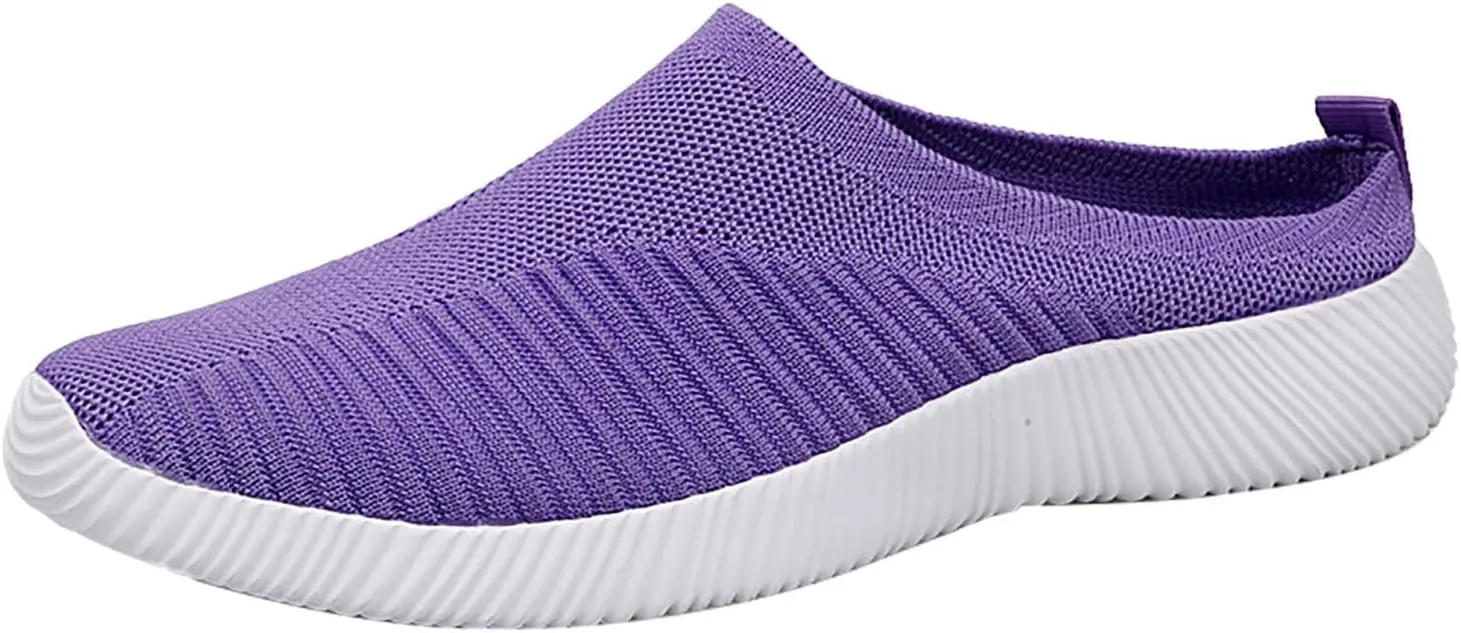 Women's Casual Slip on Half Shoes Breathable Mens Tennis Shoes Mesh Breathable Women Shoes Casual Black Platform Sneaker Tennis Shoe Loafers Casual Slip On