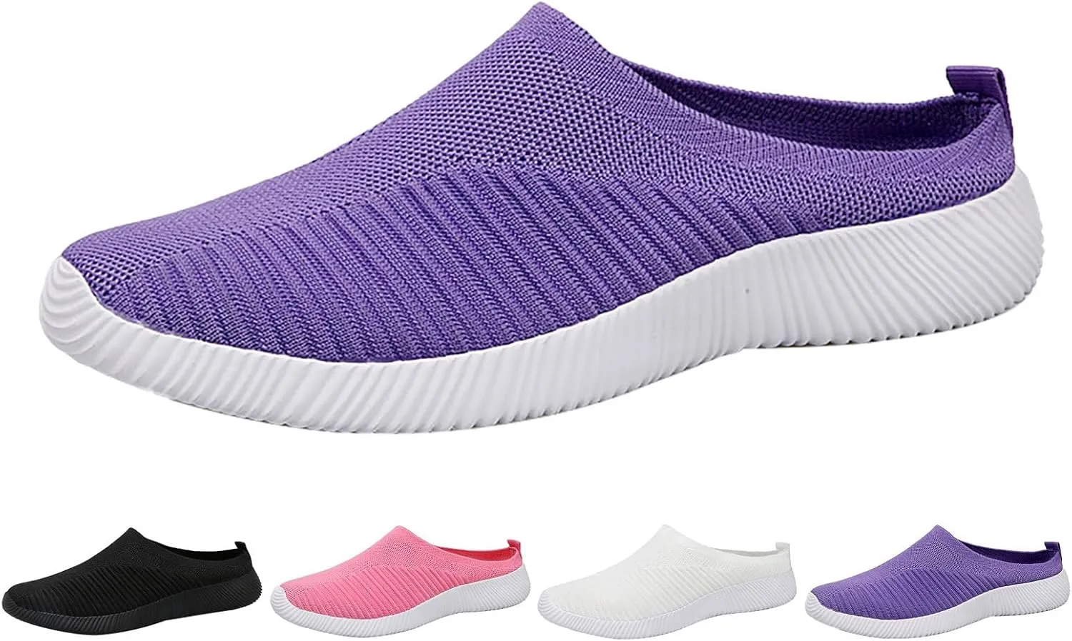 Women's Casual Slip on Half Shoes Breathable Mens Tennis Shoes Mesh Breathable Women Shoes Casual Black Platform Sneaker Tennis Shoe Loafers Casual Slip On