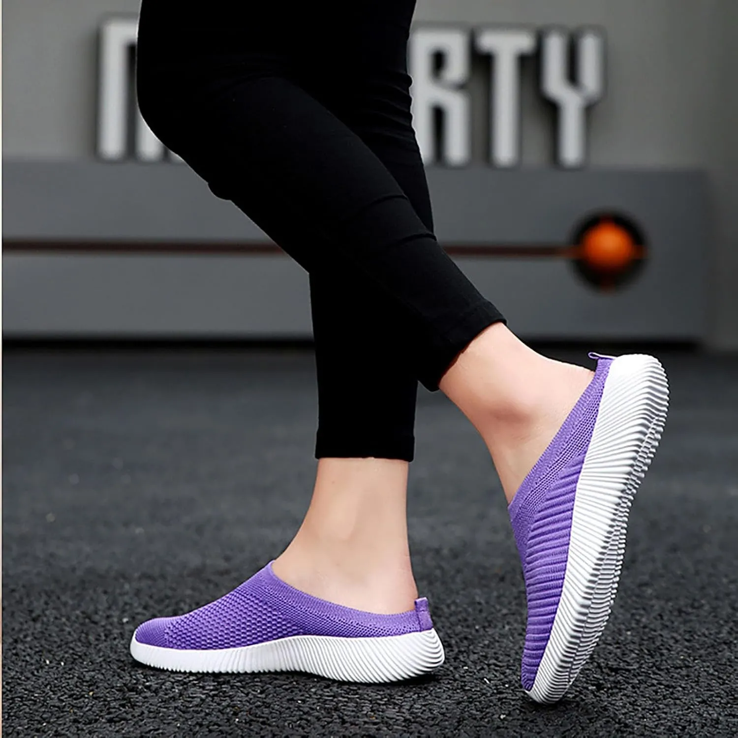 Women's Casual Slip on Half Shoes Breathable Mens Tennis Shoes Mesh Breathable Women Shoes Casual Black Platform Sneaker Tennis Shoe Loafers Casual Slip On