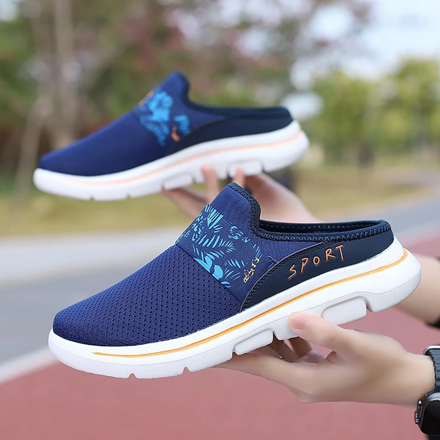 Women's Casual Slip on Half Shoes Breathable Running Shoes for Women Mesh Breathable Casual Dress Shoes White Platform Sneakers White Tennis Shoe Casual Loafers