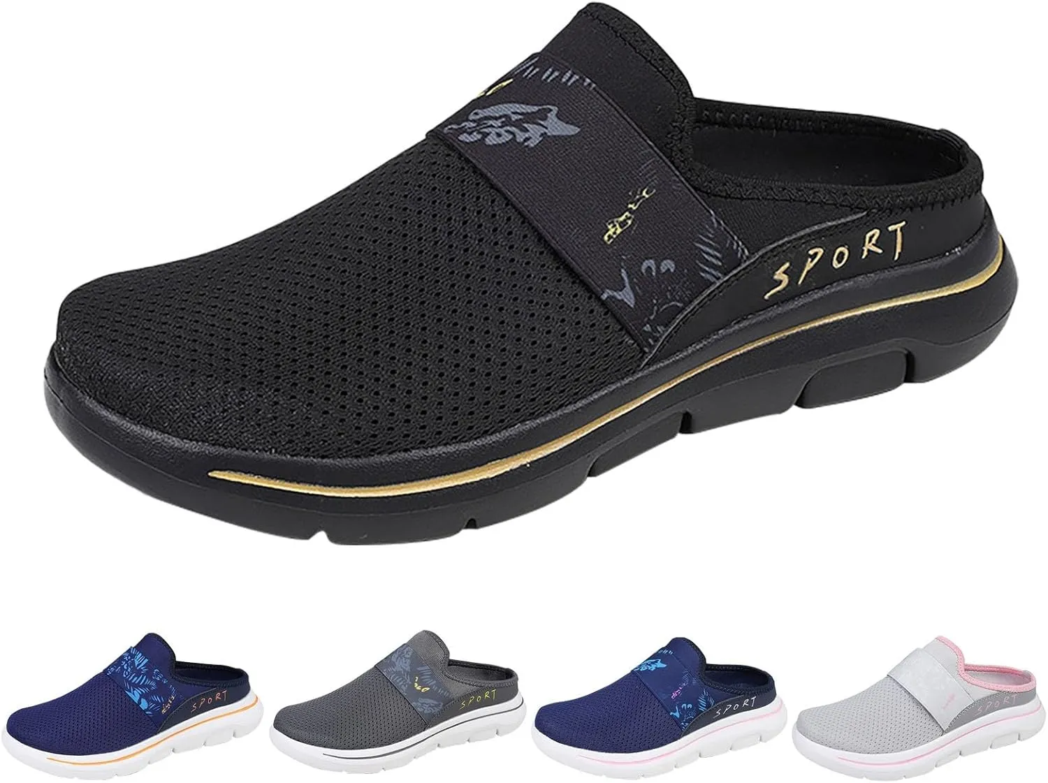 Women's Casual Slip on Half Shoes Breathable Running Shoes for Women Mesh Breathable Casual Dress Shoes White Platform Sneakers White Tennis Shoe Casual Loafers