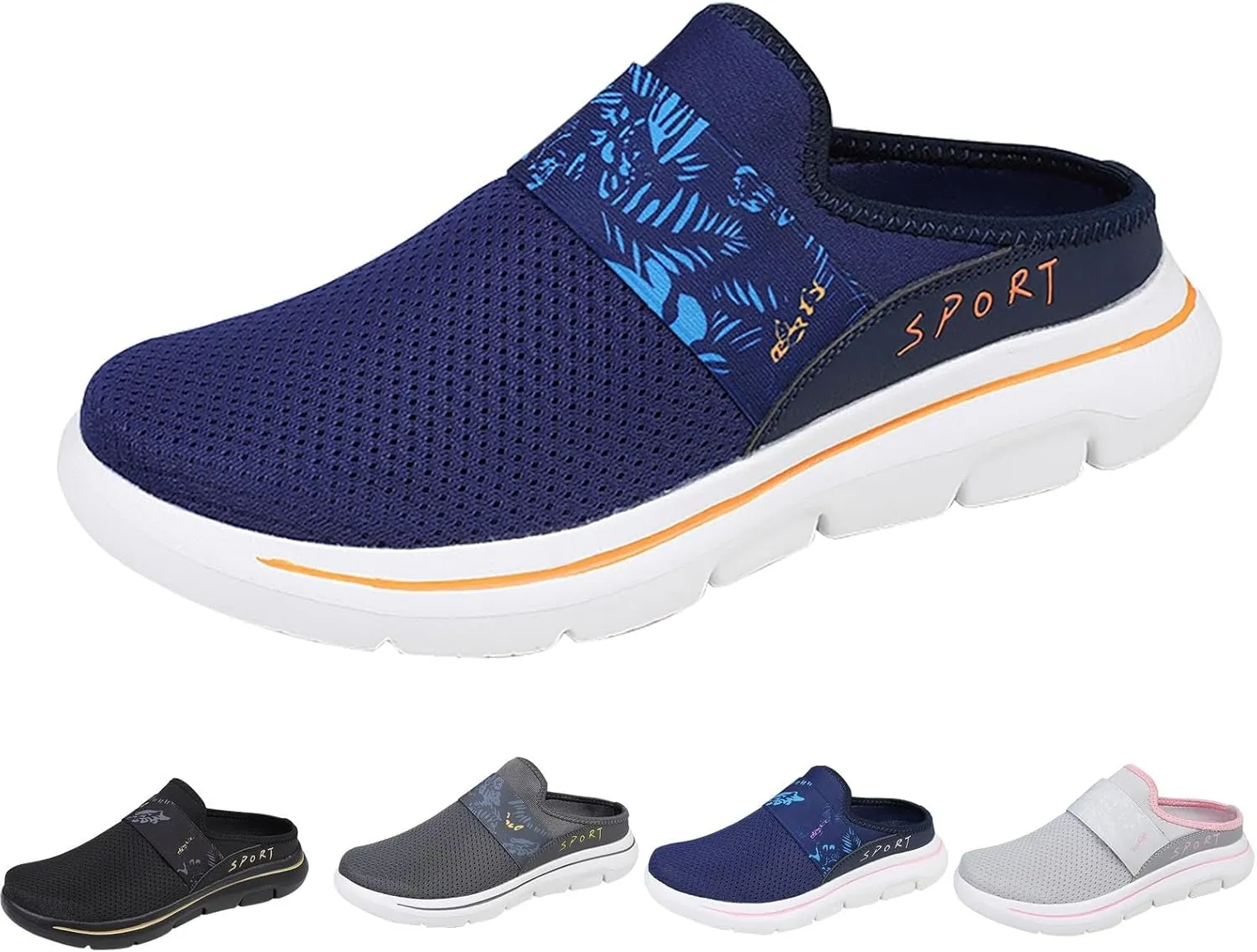 Women's Casual Slip on Half Shoes Breathable Running Shoes for Women Mesh Breathable Casual Dress Shoes White Platform Sneakers White Tennis Shoe Casual Loafers