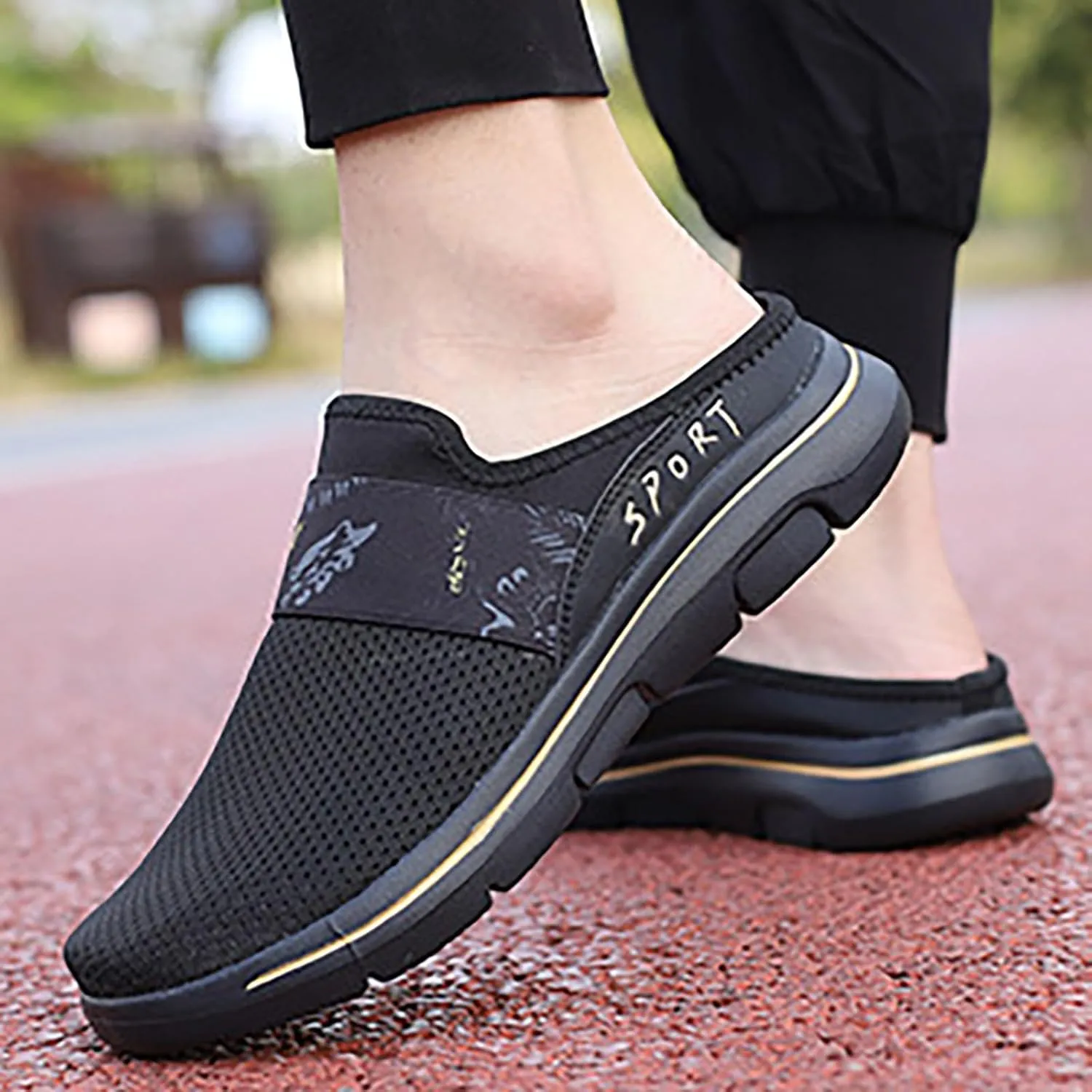 Women's Casual Slip on Half Shoes Breathable Running Shoes for Women Mesh Breathable Casual Dress Shoes White Platform Sneakers White Tennis Shoe Casual Loafers