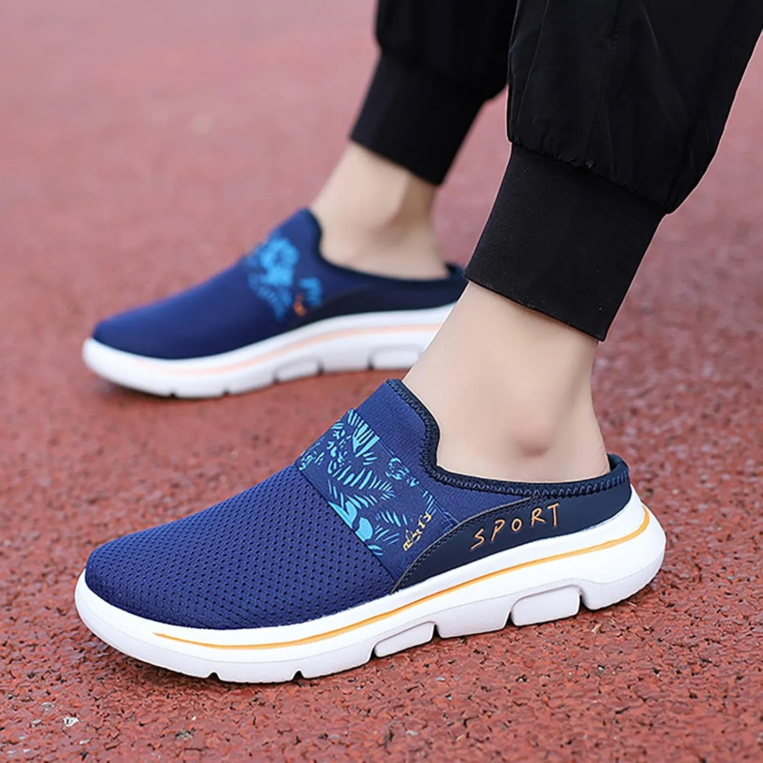 Women's Casual Slip on Half Shoes Breathable Running Shoes for Women Mesh Breathable Casual Dress Shoes White Platform Sneakers White Tennis Shoe Casual Loafers