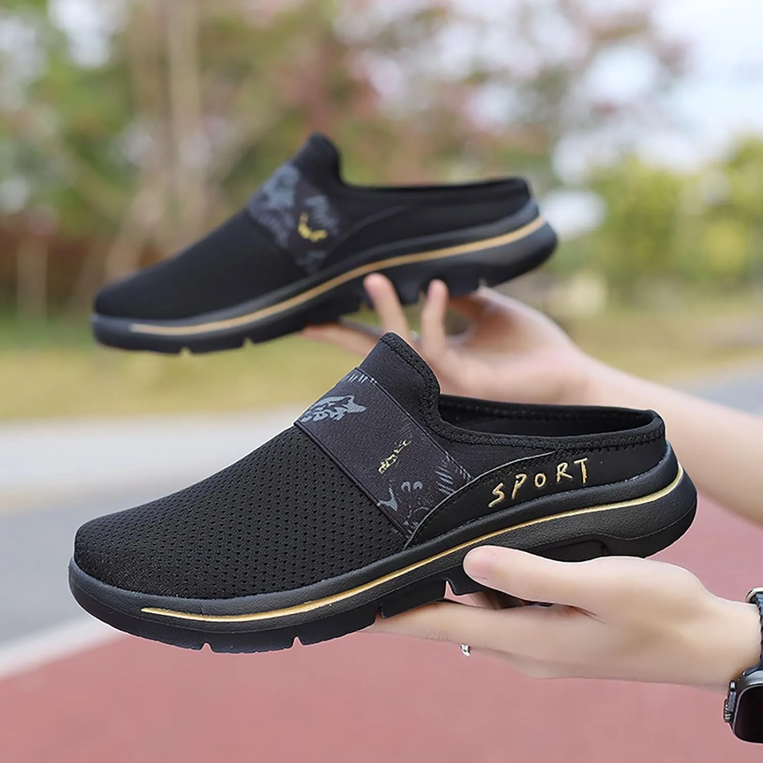 Women's Casual Slip on Half Shoes Breathable Running Shoes for Women Mesh Breathable Casual Dress Shoes White Platform Sneakers White Tennis Shoe Casual Loafers