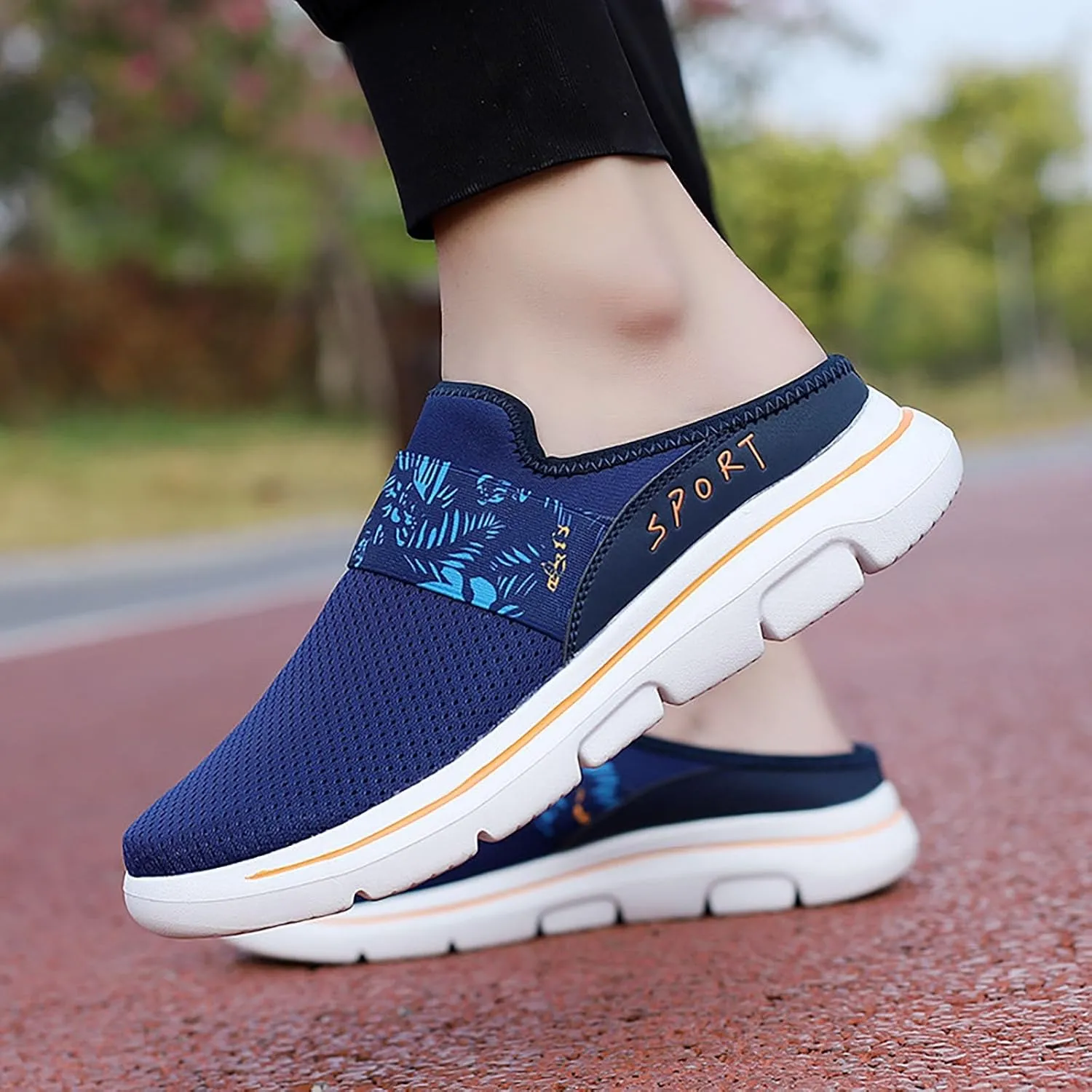 Women's Casual Slip on Half Shoes Breathable Running Shoes for Women Mesh Breathable Casual Dress Shoes White Platform Sneakers White Tennis Shoe Casual Loafers