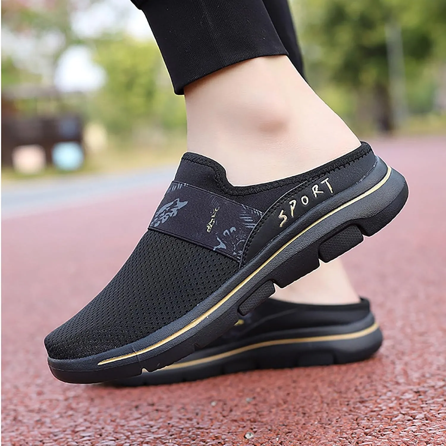 Women's Casual Slip on Half Shoes Breathable Running Shoes for Women Mesh Breathable Casual Dress Shoes White Platform Sneakers White Tennis Shoe Casual Loafers