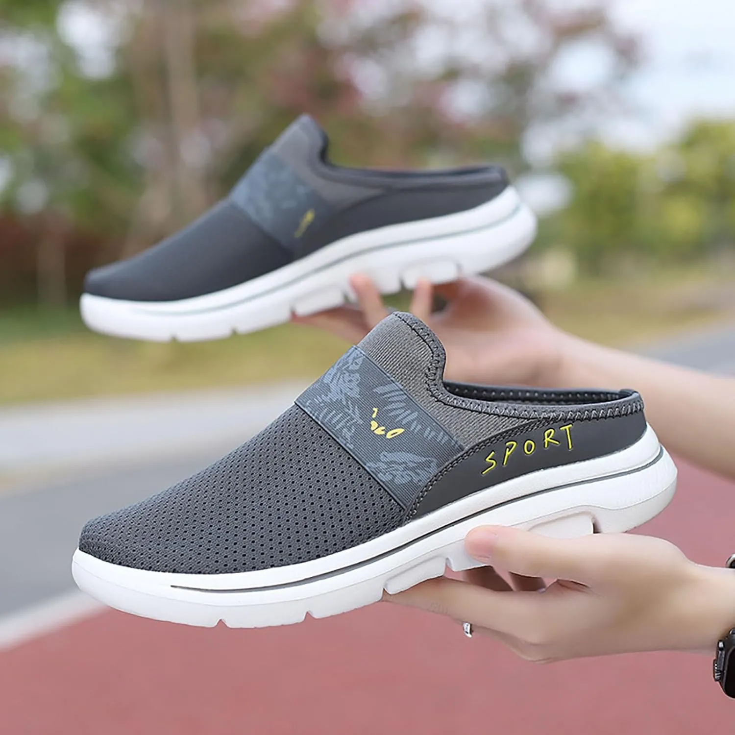 Women's Casual Slip on Half Shoes Breathable Slip On Shoes Women Mesh Breathable White Casual Shoes Black Sneakers Waterproof Tennis Shoe Casual Loafers