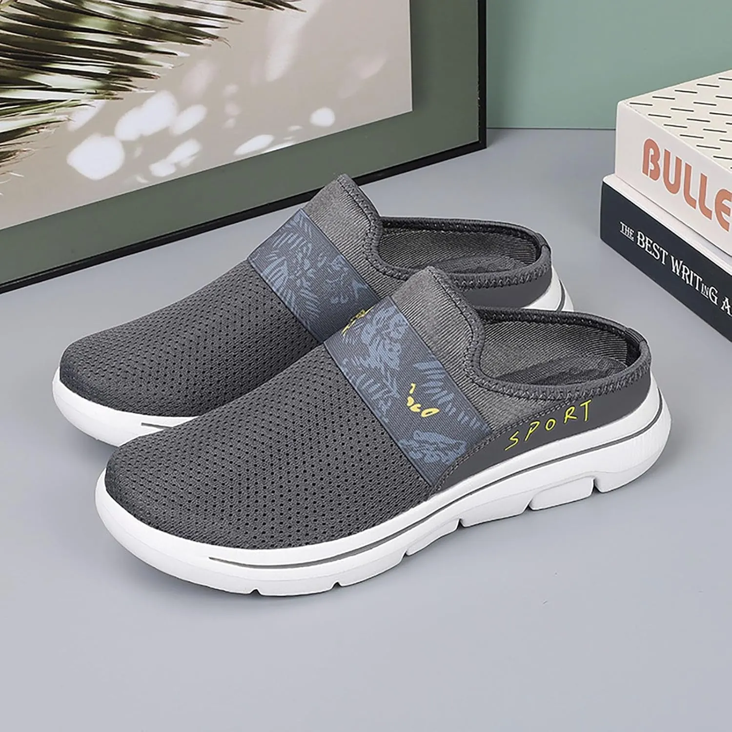 Women's Casual Slip on Half Shoes Breathable Slip On Shoes Women Mesh Breathable White Casual Shoes Black Sneakers Waterproof Tennis Shoe Casual Loafers