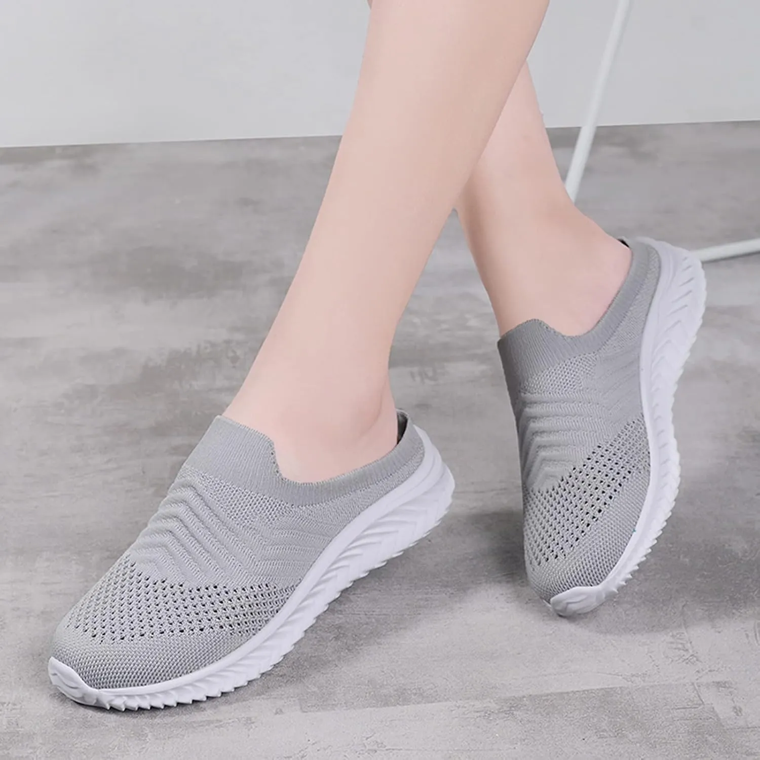 Women's Casual Slip on Half Shoes Breathable Slip On Shoes Women Mesh Breathable White Casual Shoes Black Sneakers Waterproof Tennis Shoe Casual Loafers