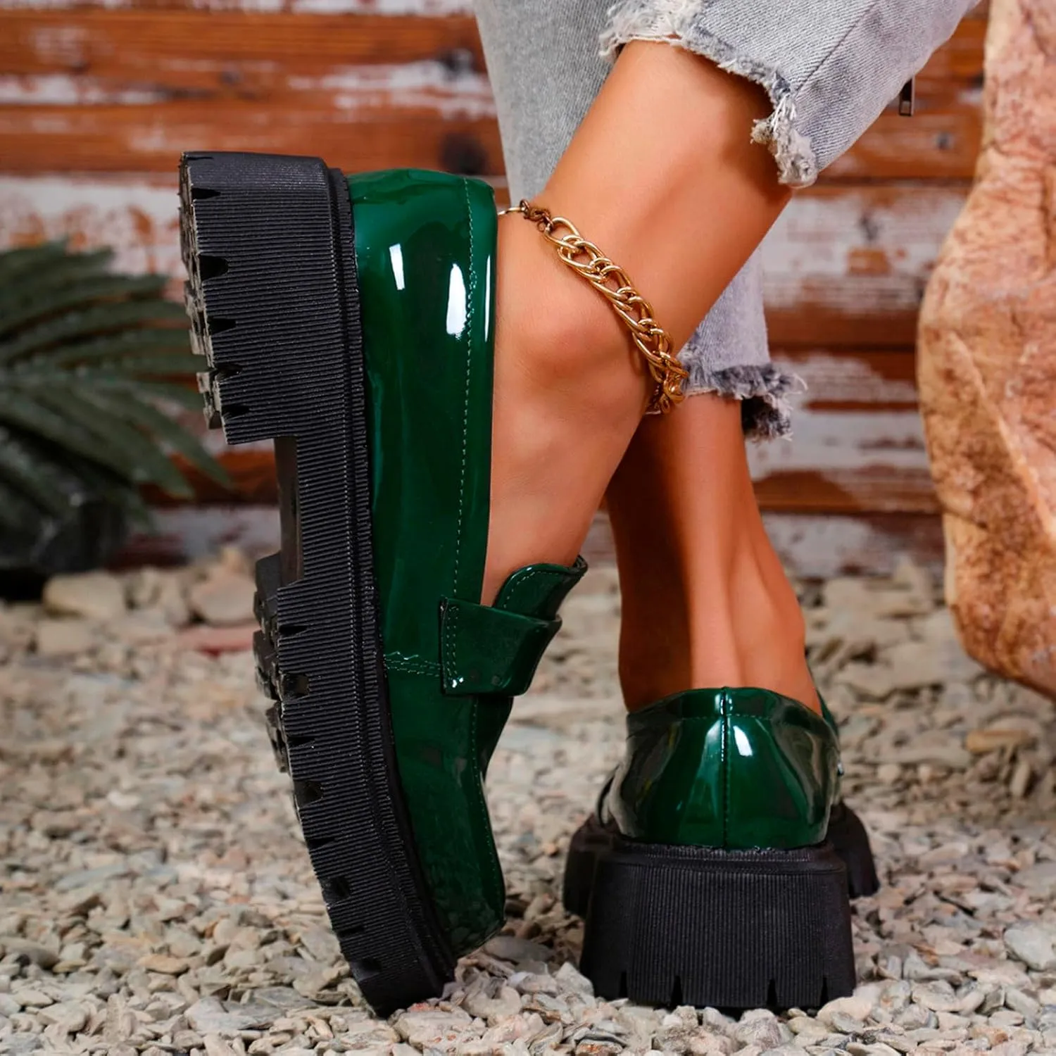 Women's Chunky Loafer 2025 Slip-Ons Shoes Casual Business Shoes Platform Loafers Lug Sole Penny Loafers