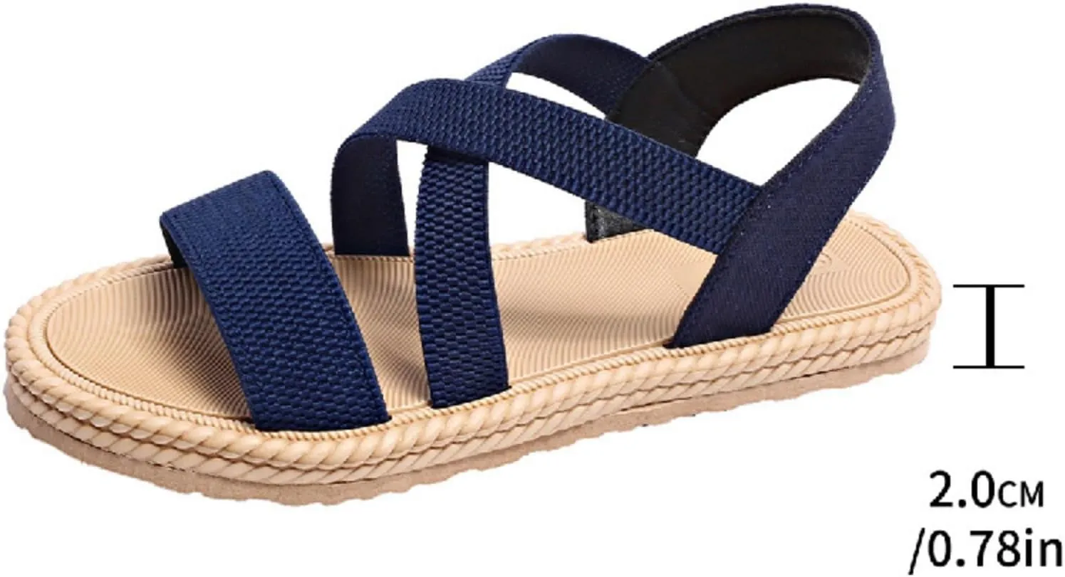 Womens Comfortable Flat Sandals Dressy Daily Sandals Summer Beach Open Toe Shoes Ankle Strap Footwear for Teen Girls