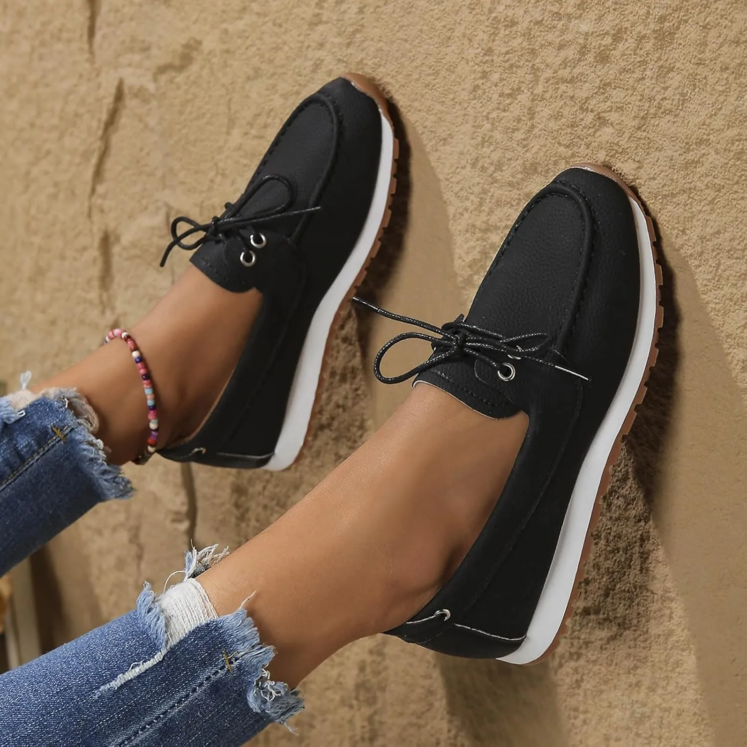 Women's Comfortable Lightweight Leather Penny Loafers Cute Business Casual Work Office Flats Everyday Walking Shoes