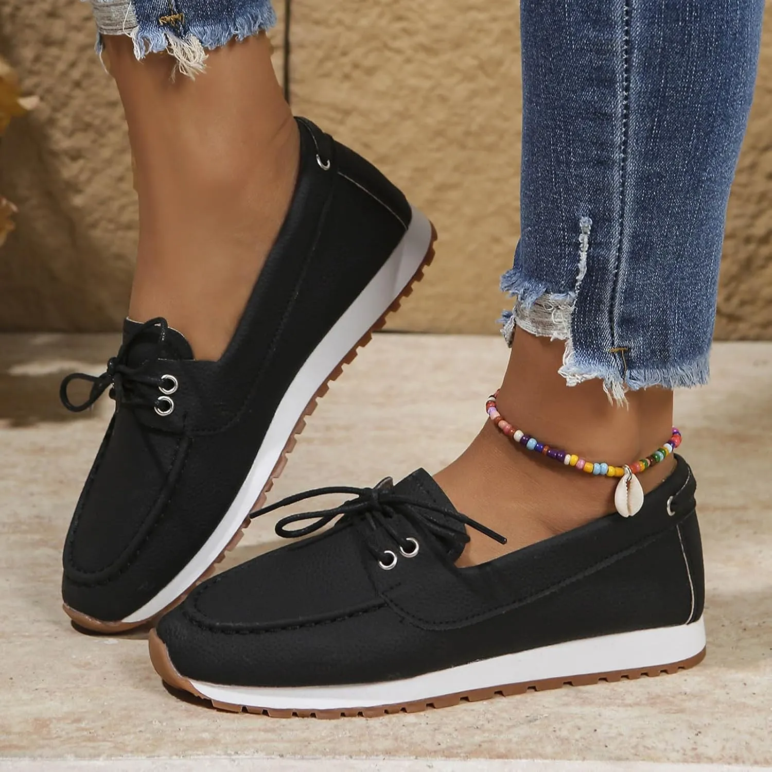 Women's Comfortable Lightweight Leather Penny Loafers Cute Business Casual Work Office Flats Everyday Walking Shoes