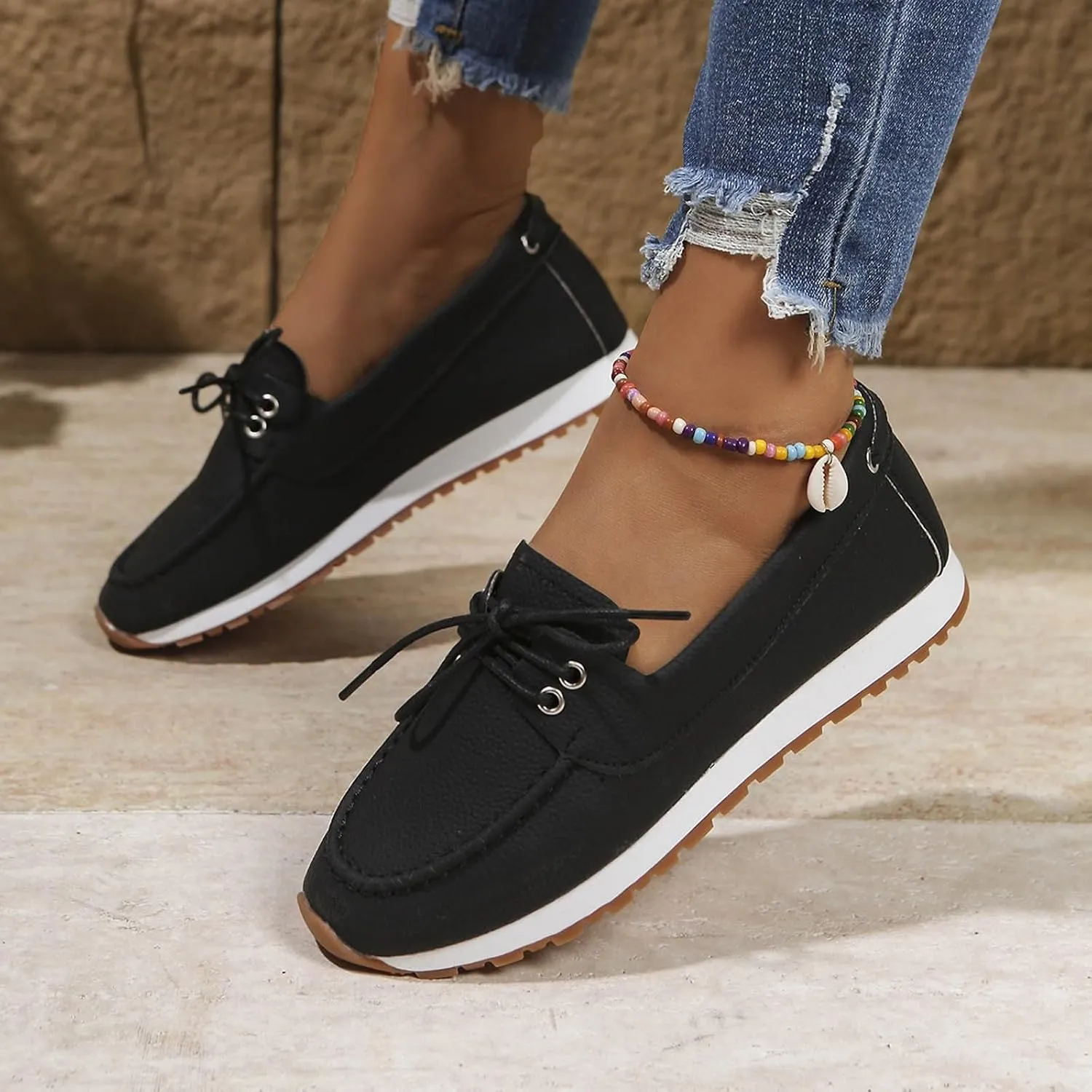 Women's Comfortable Lightweight Leather Penny Loafers Cute Business Casual Work Office Flats Everyday Walking Shoes