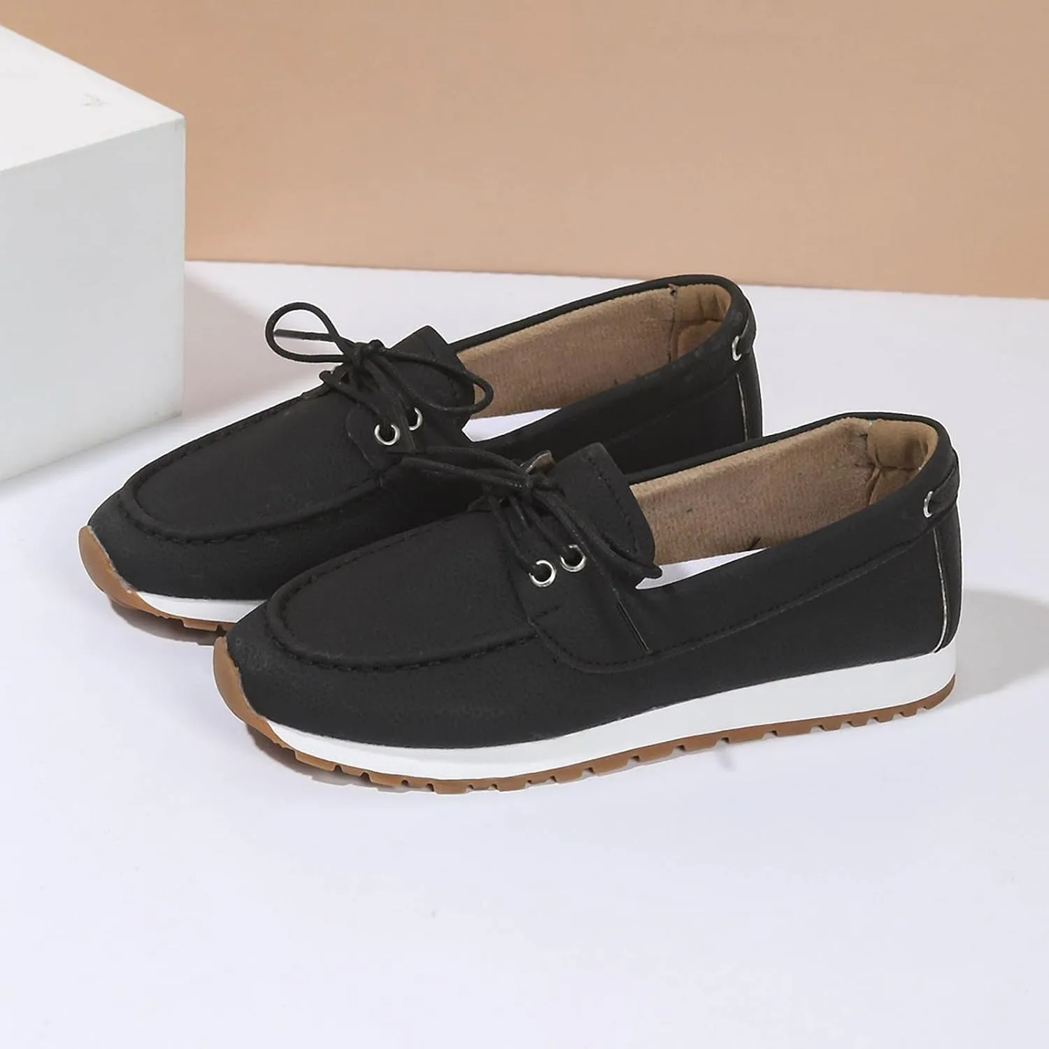 Women's Comfortable Lightweight Leather Penny Loafers Cute Business Casual Work Office Flats Everyday Walking Shoes