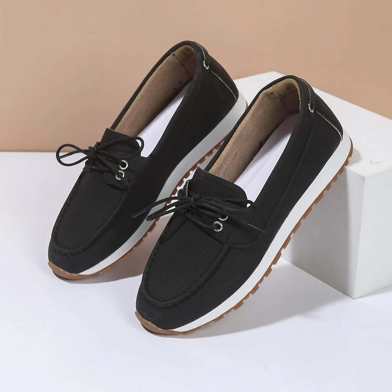 Women's Comfortable Lightweight Leather Penny Loafers Cute Business Casual Work Office Flats Everyday Walking Shoes
