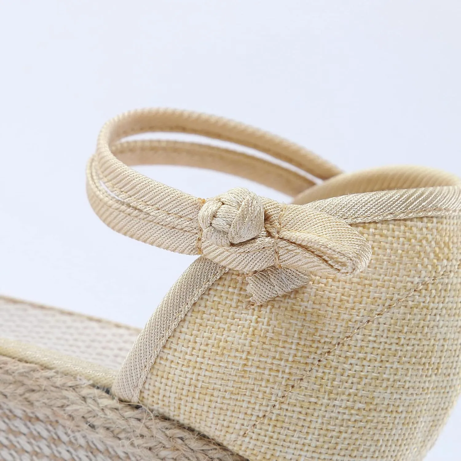 Women's Espadrille Wedges Sandals Bohemian Slip-ons Beach Shoes Platform Canvas Shoes Closed Toe Lace up Summer Shoes