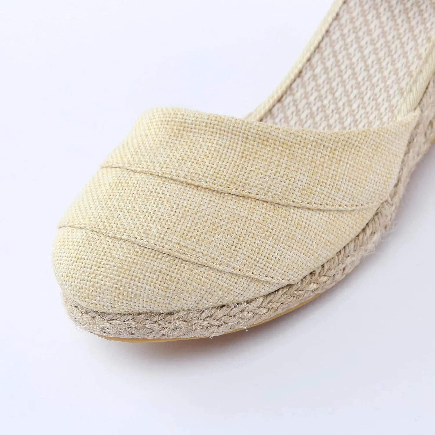 Women's Espadrille Wedges Sandals Bohemian Slip-ons Beach Shoes Platform Canvas Shoes Closed Toe Lace up Summer Shoes