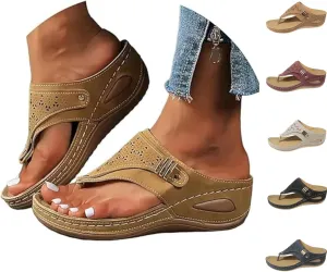 Womens Flat Sandals Flip Flops Arch Support With Arch Support Comfortable Leather Flip Flops Women Comfy Platform Sandals