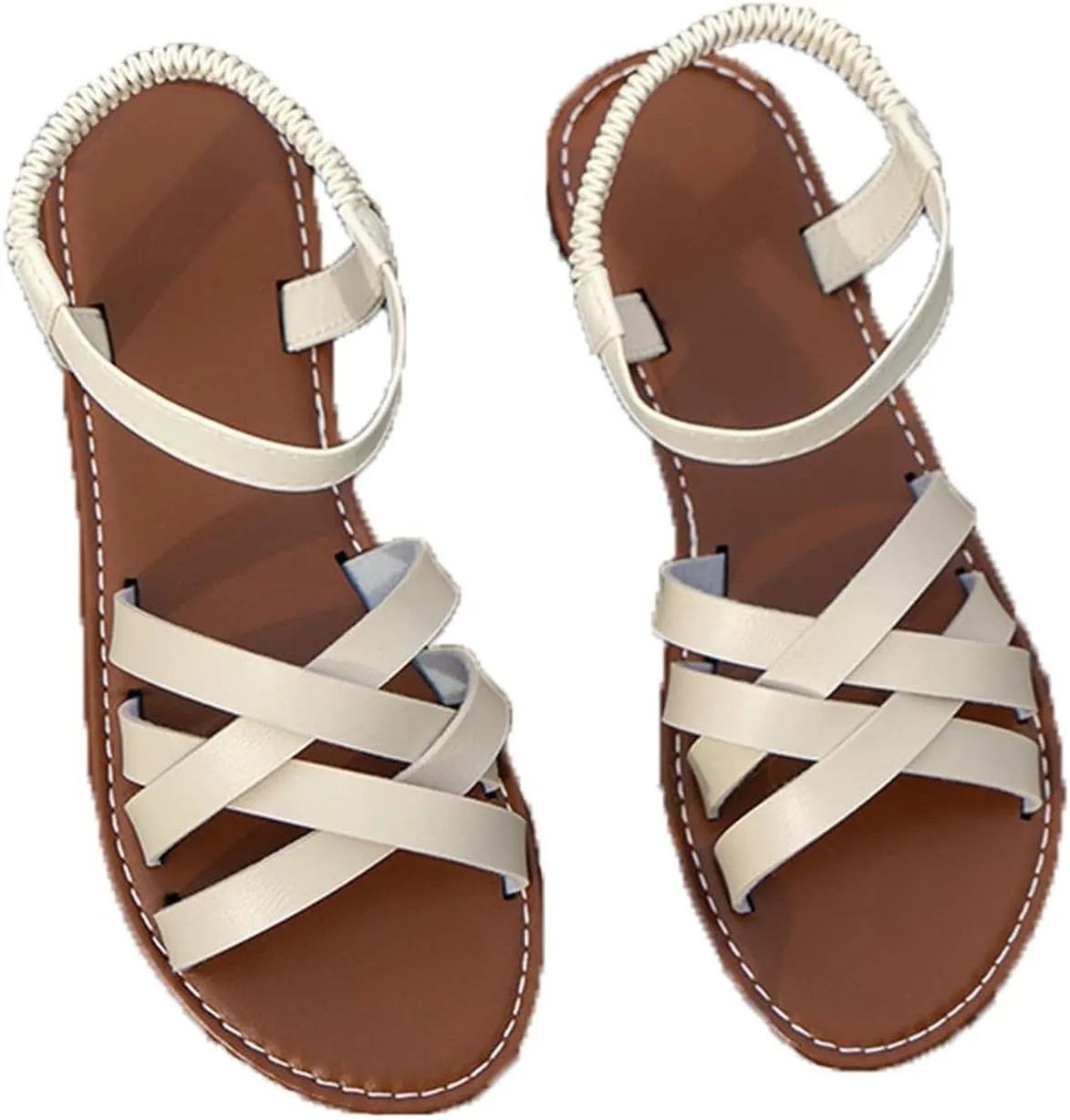 Women's Gladiator Strap Sandals Flat Fisherman Thong Cross Strappy Leathe Casual Woven Braided Sandals Beach Dressy Spring Shoes Summer Comfort Rope Bohemian Comfy Boho Flats Teen Girls