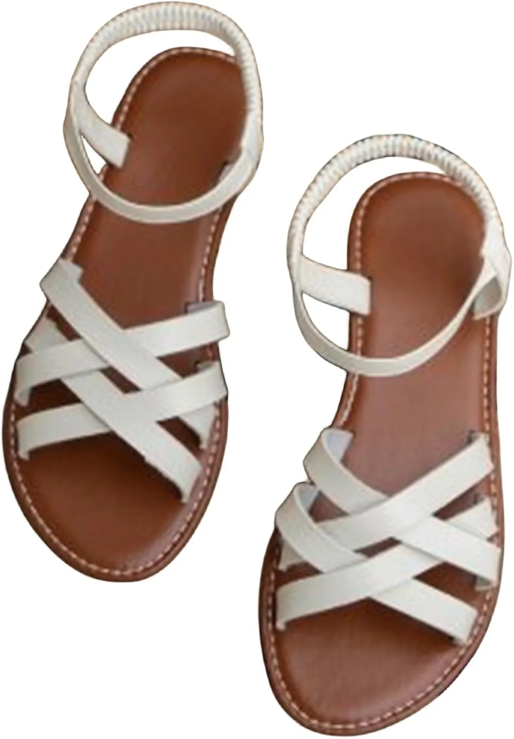 Women's Gladiator Strap Sandals Flat Fisherman Thong Cross Strappy Leathe Casual Woven Braided Sandals Beach Dressy Spring Shoes Summer Comfort Rope Bohemian Comfy Boho Flats Teen Girls
