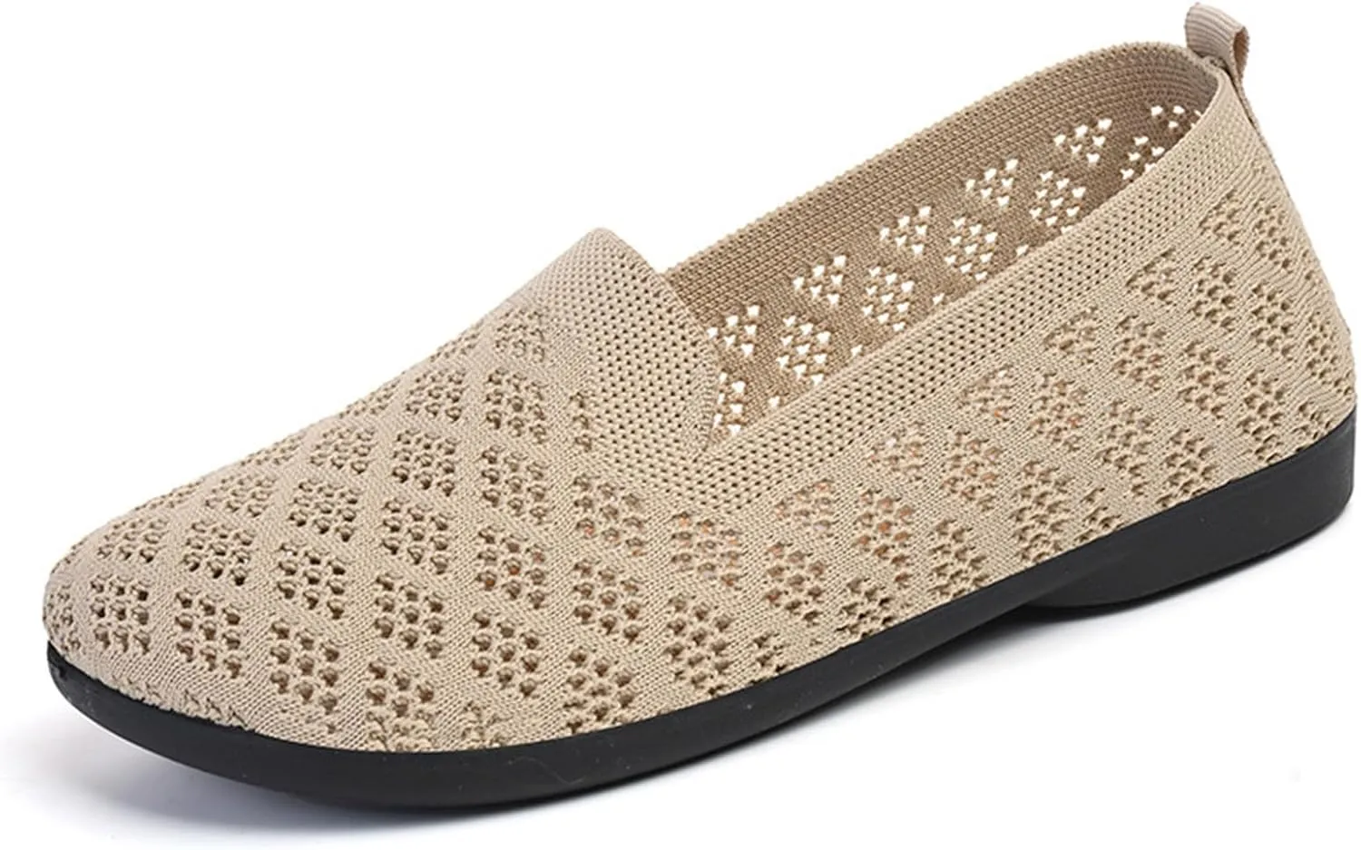 Women's Mesh Flat𝐬 Knit Slip on Walking Shoes Comfortable Non Slip Running Shoes Wide Width Mesh Breathable Casual Sneaker