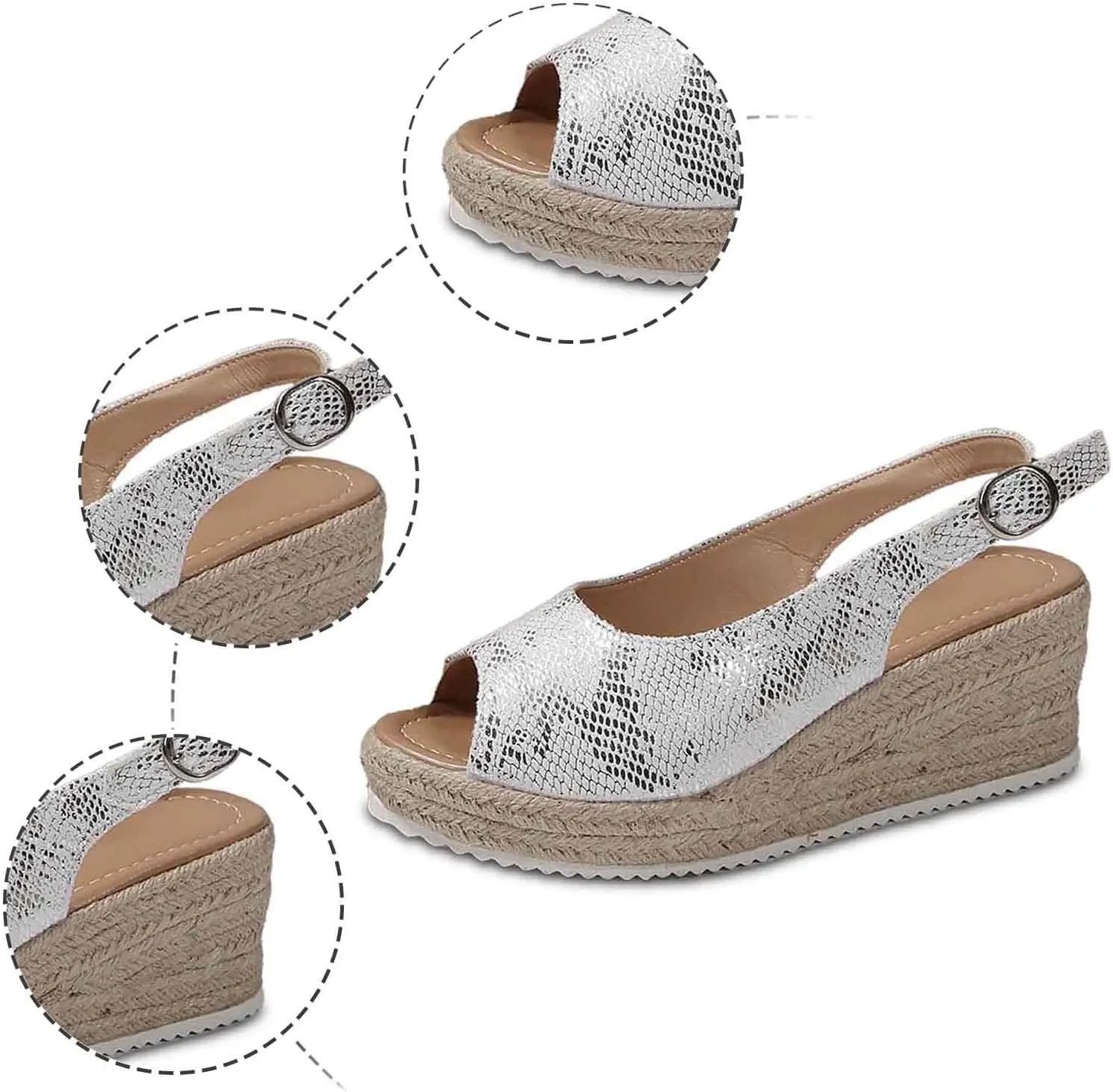 Women's Open Toe Wedge Sandals Casual Comfortable Beach Shoes with Ankle Strap for Summer Dressy Outfits and