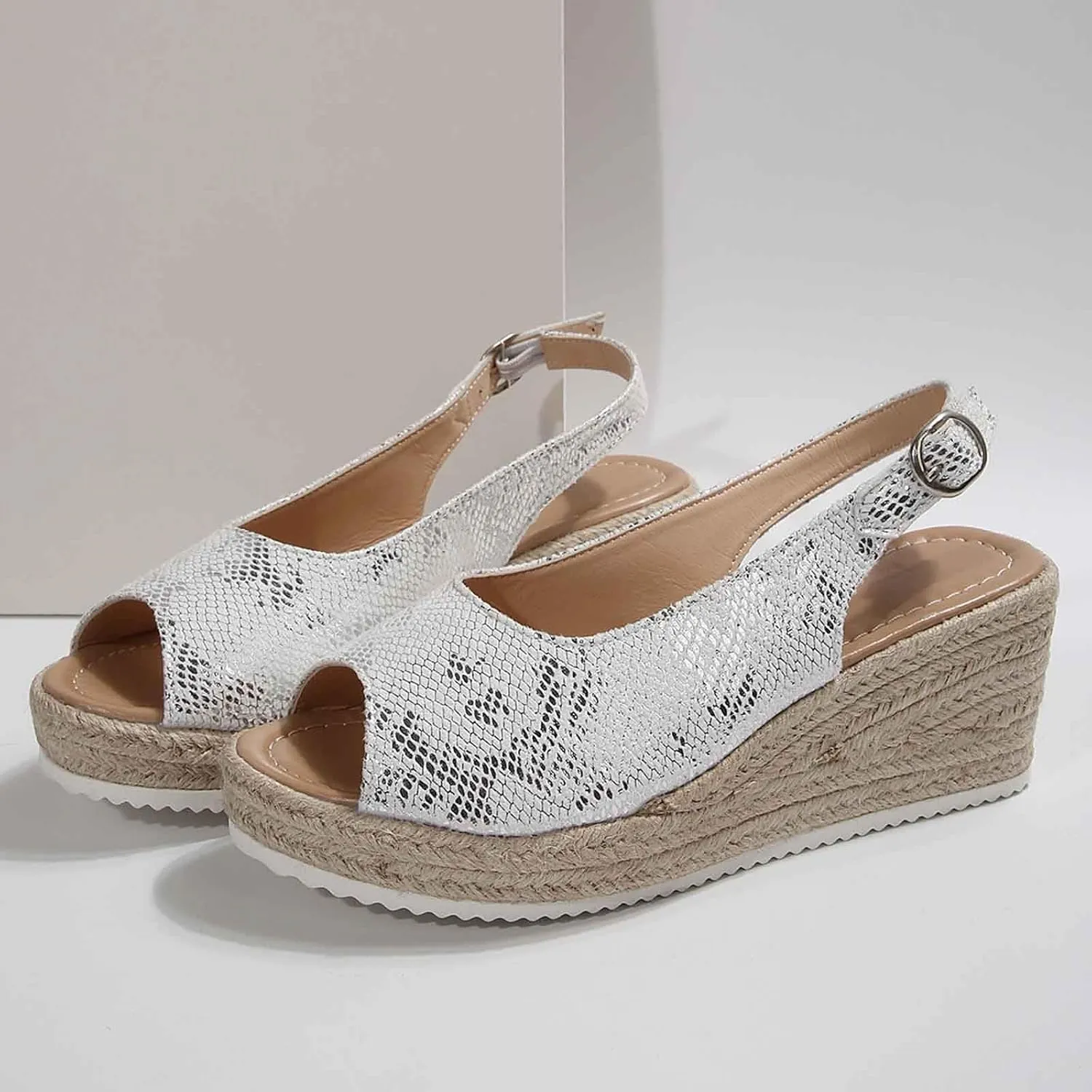 Women's Open Toe Wedge Sandals Casual Comfortable Beach Shoes with Ankle Strap for Summer Dressy Outfits and