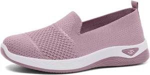 Womens Orthopedic Mesh Walking Shoes Loafers Arch Support Slip On Woven Low Top Outdoor Athletic Running Tennis Sneakers Cozy Basic Breathable Lightweight Wide Width Soft Comfy Sole Shoes Sneakers