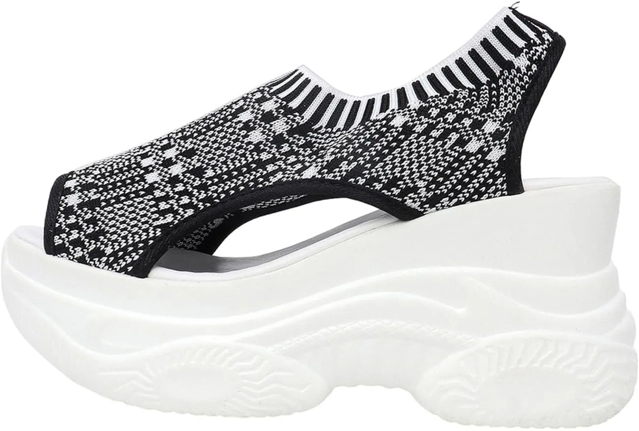 Women's Peep Toe Platform Sneakers Summer Athletic Sport Walking Sandals Arch Support Comfy Orthotic Sandal Slip Ons