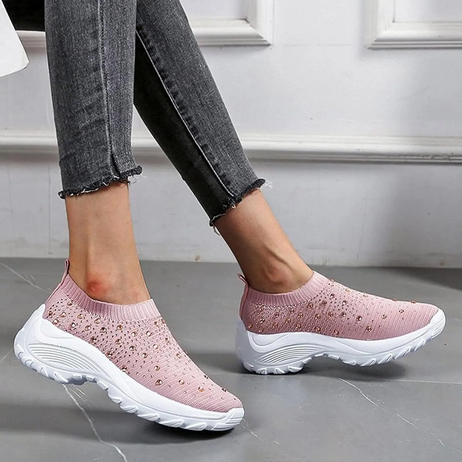 Womens Running Shoes Lightweight Orthopedic Sneakers Fashion Comfortable Walking Shoes Breathable Workout Shoes