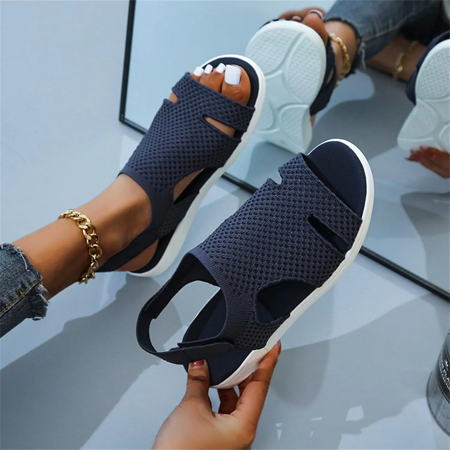 Womens Sandals Comfortable Dressy Wedge Platform Sandals Ankle Strap Summer Casual Beach Walking Orthopedic Shoes