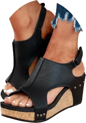 Women's Sandals Platform Open Toe Buckle Strap Sandals Women 2024 Espadrilles Casual Dressy Summer Sandals