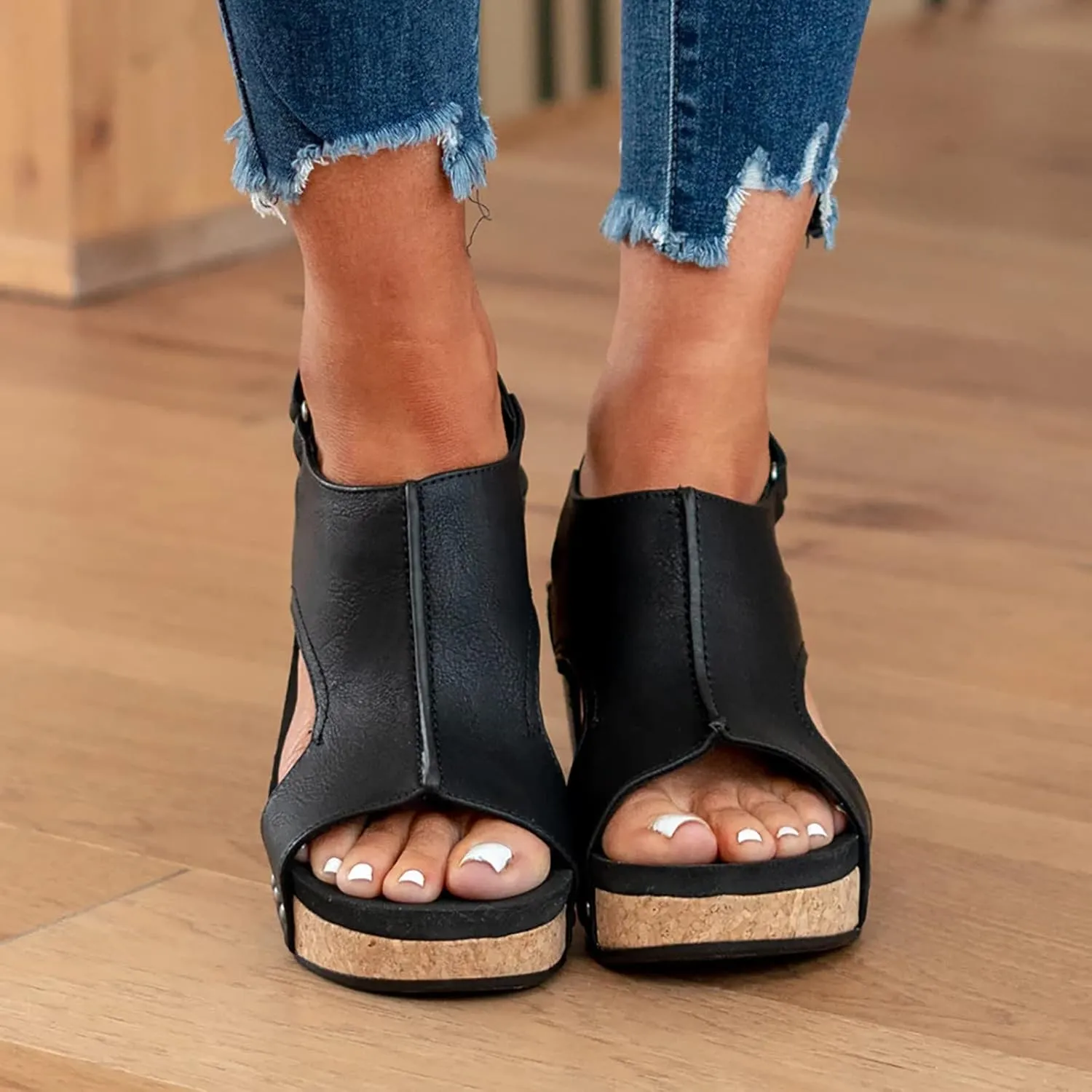 Women's Sandals Platform Open Toe Buckle Strap Sandals Women 2024 Espadrilles Casual Dressy Summer Sandals