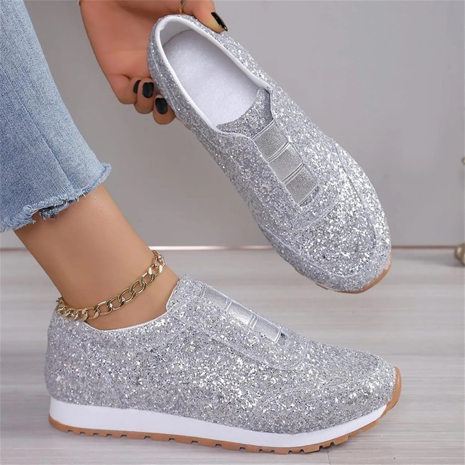 Womens Shoes Casual Platform Sneakers for Women Womens Loafers Indoor and Outdoor Soft Sole Fashion Christmas Shoes for Women Wide Comfortable & Lightweight